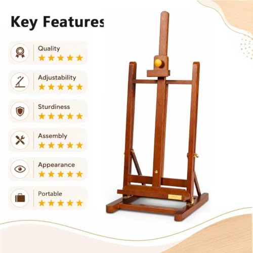 DJAR Medium Tabletop Painting Easel, Assembly-Free, Solid Beechwood, Walnut - style: Walnut