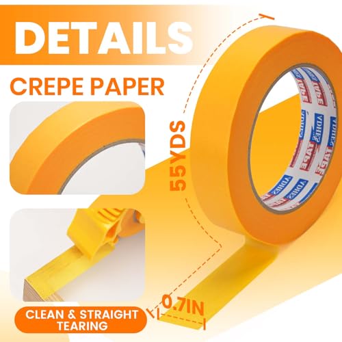 ADHES Washi Masking Tape with Dispenser, 0.94 Inch x 60 Yards - color: Orange