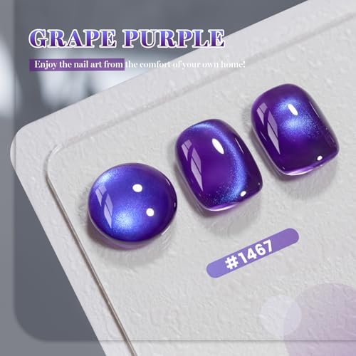 RARJSM Grape Purple Glassy Cat Eye Gel Nail Polish with Magnet Stick - color: Grape Purple