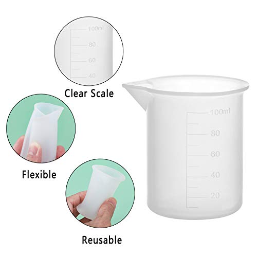 Gartful 100ml Resin Measuring Cups, 9PCS 3 oz Graduated Silicone Resin Mixing Cups, Reusable Stir and Pour Tools for Epoxy Resin, Jewelry Casting Moulds, Acrylic Paint Pouring, Cup Making - size: Small-100ml*9