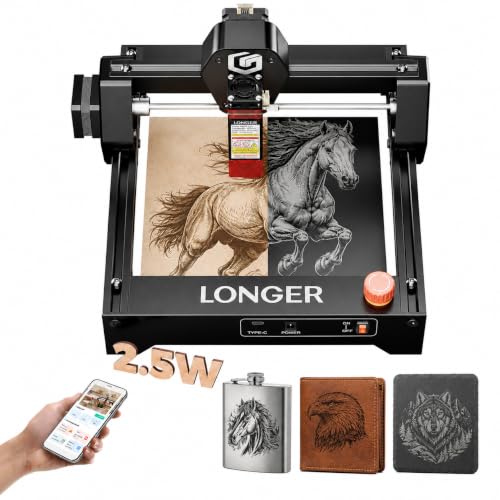 LONGER RAY5 Laser Engraver, 2500mW Compact Precision Engraving Machine - color: Deep Black