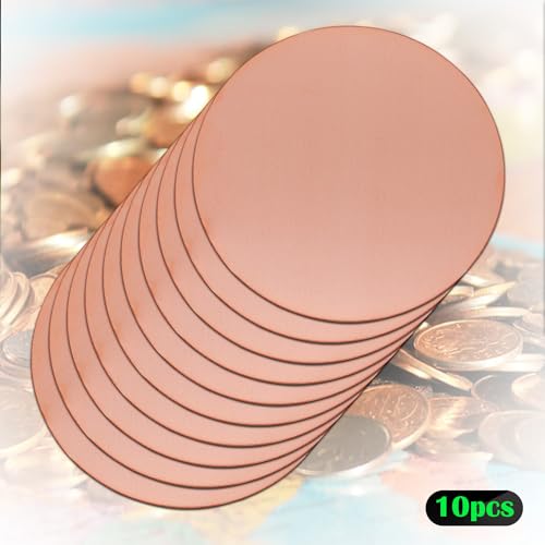 2" Copper Round Discs, 20 Gauge 0.8mm Thickness Pure Copper Round Plate T2 Metal Sheet Copper Circles for Crafts, Jewelry Making, Electrical DIY - 10 Pack - size: Dia:2", style: Thickness:20Ga/0.8mm