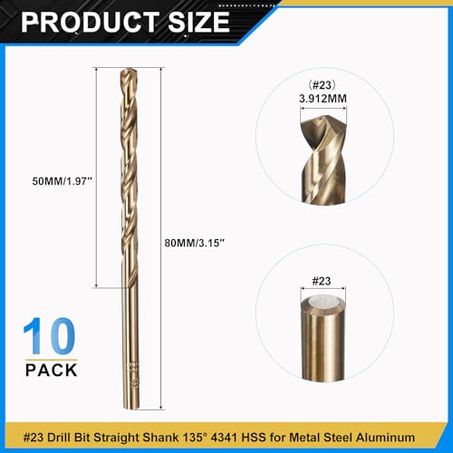 PATIKIL Micro #23 Drill Bit 4341 High-Speed Steel for Thin Metal 10 Pack - size: #23
