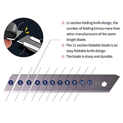 18mm Utility Knife Replacement Blades,60 Degree Snap Off SK4 Steel Blades for Retractable Cutting Knives, Hobby, Craft Knife, Box Cutter 40PCS - size: 18MM 40PC