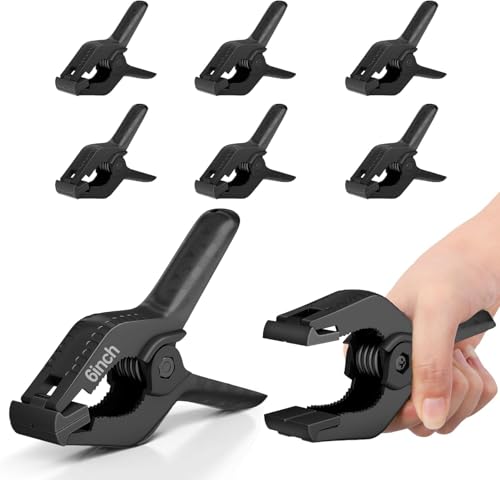 EMART 6 Pack Heavy Duty Spring Clamps 6 inch Plastic Backdrop Clips Black - color: Black, size: 6 inch