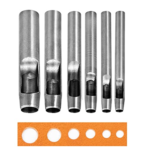 WUTA 5Pcs Hollow Punch Leather Hole Cutter 6mm-15mm Round Punch Tool Set, Leathercraft Working Kit for Watch Band, Fabric, Plastics, Gasket Belt (6+8+10+12mm+15mm) - size: 6+8+10+12+15mm