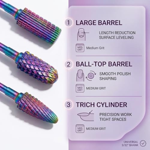 30Pcs Nail Drill Bits Set: 3/32 Inch Carbide Cuticle Ceramic Nail Bits - color: 30Pcs Nail Drill Bits