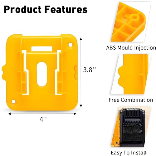 10PC Battery and Tool Holder for Dewalt 20V 60V, Wall Mount Organizer Storage Shelf with Screws, Compatible with DCB200 DCB201 DCB202 DCB203 DCB204 DCB205 DCB206 DCB208 DCB606 DCB609