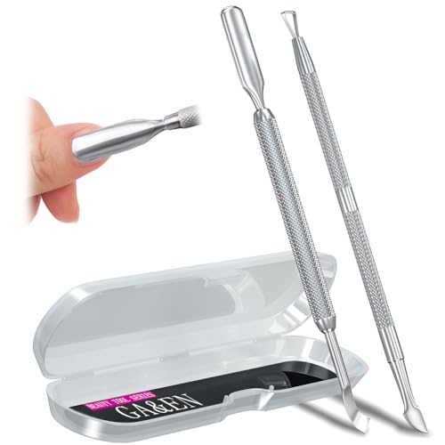 2PCS Metal Silver Cuticle Pusher Tool and Scraper Nail Pusher - color: Silver