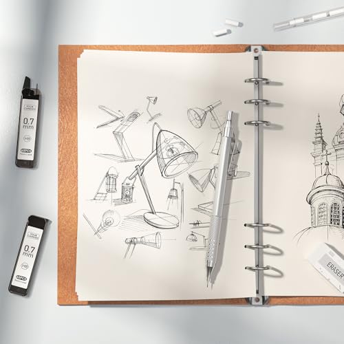 2PCS Metal Mechanical Pencil Set, 0.5mm+0.7mm, Storage Case, Silver - color: Silver (2PCS)