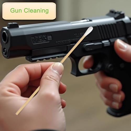 200 PCS Long Wooden Cotton Swabs, Cleaning Cotton Sticks with Wood Handle for Oil Makeup Gun Applicators, Eye Ears Eyeshadow Brush and Remover Tool, Cutips Buds for Baby and Home Accessories - color: 1 Bag-200 Pcs