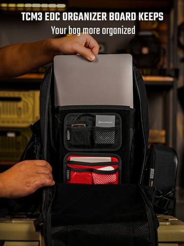 TACTICAL_GEEK TCM3 Mini EDC Organizer Board, Backpack Accessories with Open Pocket & Mesh Pocket, Utility Admin Bag Insert Panel Hook and Loop Modular Organizer for Daily Carry(Red) - color: TCM3-Red