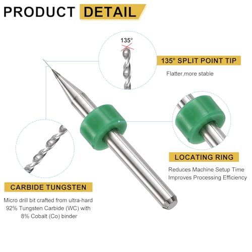 PATIKIL 20 Pack 0.15mm Micro Drill Bits Carbide Tungsten Steel - size: 0.15mm