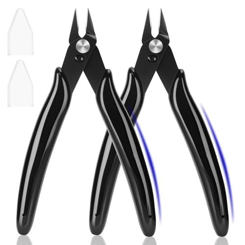5 Inch Flush Cutters, 2 Pack Micro Wire Cutters, Zip Tie Cutter - color: Black ( 2 Pack )