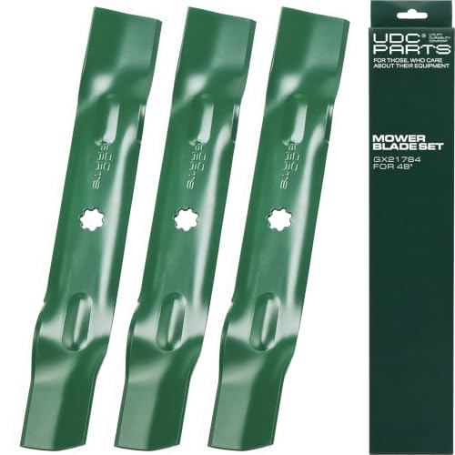 UDC Parts GY20852 Mower Blades Replacement for John Deere 48 Inch D140 E140 - size: 17" - 7 pt star