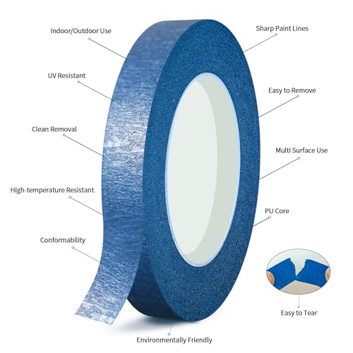 6 Rolls Pinstripe Masking Tape 1/16", 1/8", 1/4", 3/8",1/2", 3/4" - color: Dark Blue