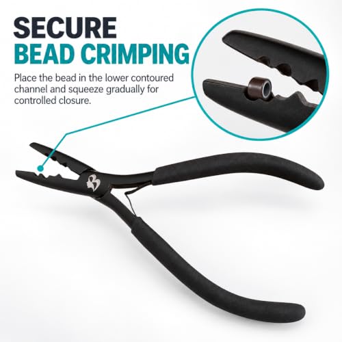 MIRACLE 7 Inch Hair Extension Pliers, 2-Hole Bead Crimper and Remover Tool - size: 7 inch