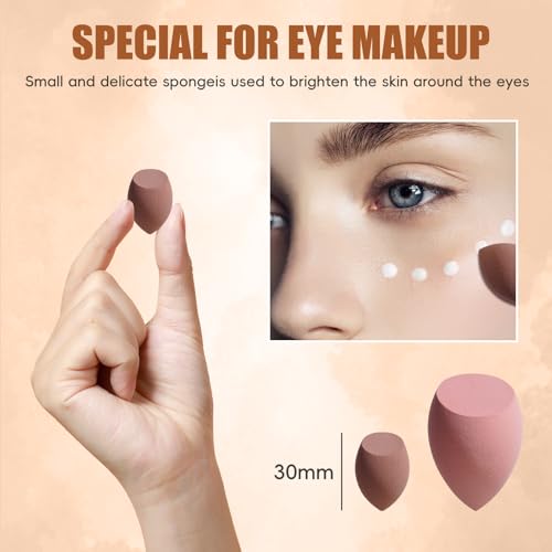 Travel Makeup Brush Set BS-MALL Makeup Sponges - Includes Foundation Brush, Powder Puff, Finger Sponges & Triangle Puffs For Soft Daily Use Professional 26 Pcs