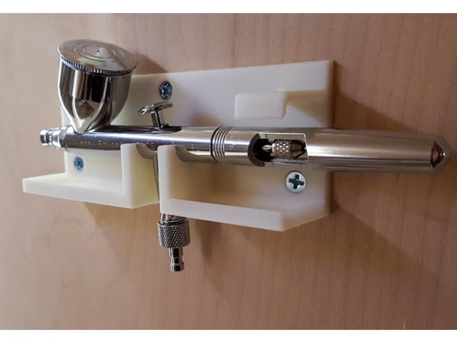 Airbrush Wall Mount Holder with Drip Trays & Anti-Tilt for Iwata Eclipse - Black