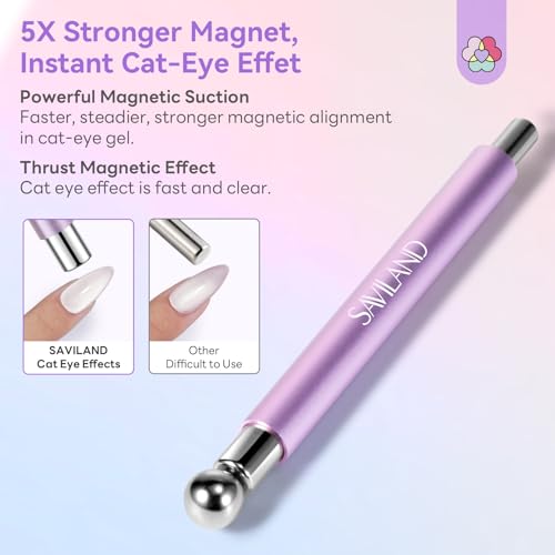 SAVILAND Double-Head Cat Eye Magnet Nail Magnet Pen Purple - color: Cat Eye