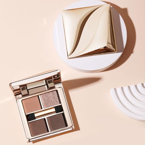 Warm Brown Nude Eyeshadow Palette – 4 Matte&Glitter High-Pigment Blendable Waterproof Long-Lasting Eye Shadow for Soft Glam, Everyday Natural Makeup&Brown Smokey Eye Looks, Paleta de Sombras de Ojos - color: B04