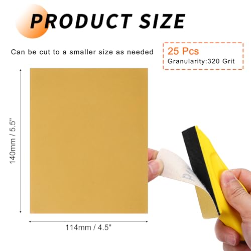 25 Pcs 320 Grit Sandpaper 4.5x5.5 Inch Sand Paper Alumina Abrasive - size: 4.5 x 5.5 Inch(320 Grit)