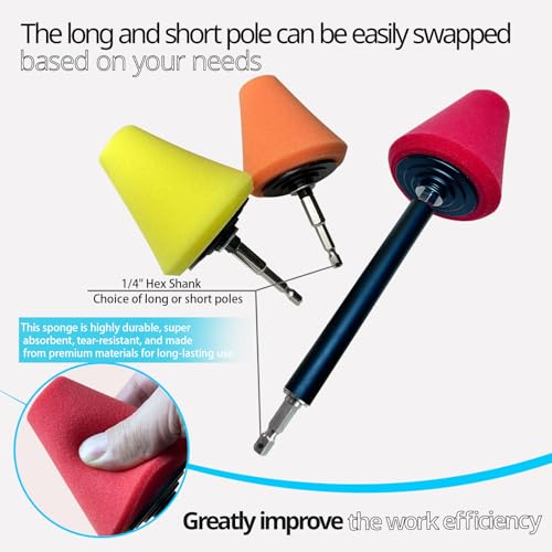 Drill Bit Polishing Cone Sponges with Handheld Extension Holder - style: cone _8