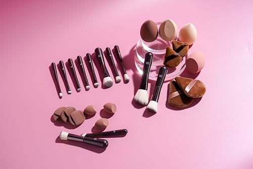 Travel Makeup Brush Set BS-MALL Makeup Sponges - Includes Foundation Brush, Powder Puff, Finger Sponges & Triangle Puffs For Soft Daily Use Professional 26 Pcs
