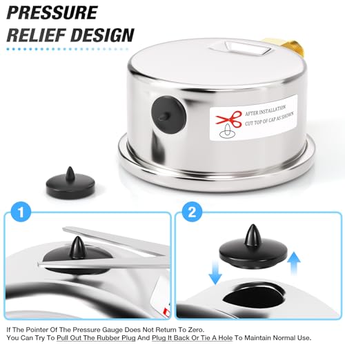 MEANLIN MEASURE 0~15Psi Dry Low Pressure Gauge Stainless Steel 1/" NPT 2" FACE DIAL Waterproof for Water Oil Air Well Pump Tank Tire Pressure Test Lower Mount, with 1/4" NPT and 3/8" NPT Hex Bushing - size: 0-15Psi
