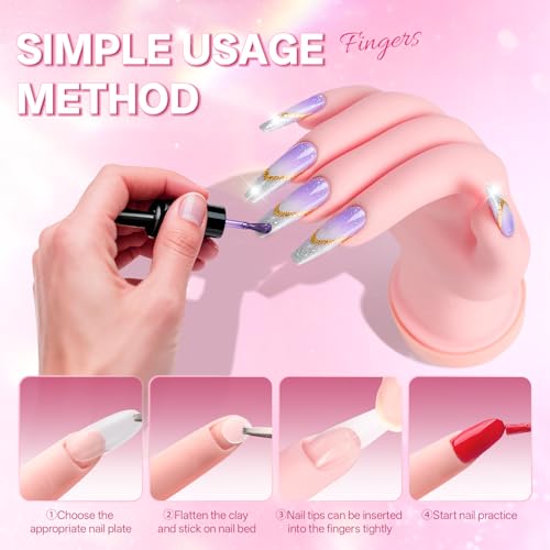 Buqikma Flexible Practice Nail Fake Silicone Hand Model for Acrylic Nails