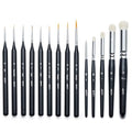 ARTIFY Miniature Drybrush Paint Brush Set: 14-Piece Round Small Detail Model Paintbrushes, Thin Mini Tiny Micro Paint Brushes for Miniature Painting - color: Black