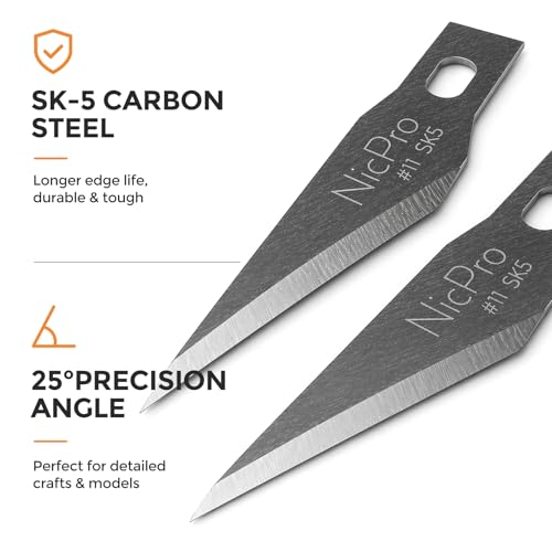 Nicpro 240 PCS Hobby Blades Set SK-5, Art Utility #11 Blades Refill Cutting Tool with Storage Case for Craft, Hobby, Scrapbooking, Stencil - 4 Pack of Case - size: #11 240pcs (Pack of 2)