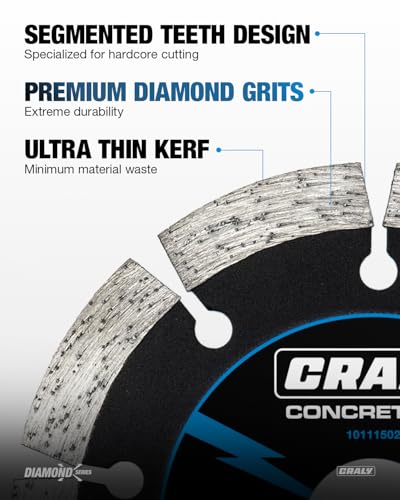 CRALY 4-1/2 Inch Super Thin Segmented Diamond Blade, 7/8 in Arbor, 4.5'' Diamond Stone Blade for Angle Grinder & Masonry Saw, Diamond Cutting Wheel for Cutting Concrete, Brick, Granite, Block, 2PC - size: 4-1/2 Inch (2 PCS)