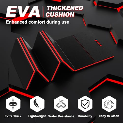 Thick Mechanic Mat Foldable EVA Kneeling Pad with Magnetic Tool Slot - color: Black & Red, size: 15.8"W