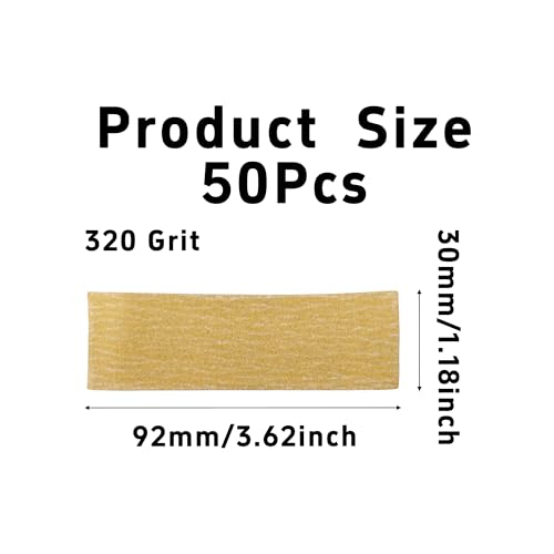 50Pcs 3.62x1.18 inch Micro Sander Paper, Mini Sanding Sheets Strips, for Wood, Metal, Crafts, Tight Spaces, Small Project Polishing (320 Grit) - size: 320 Grit