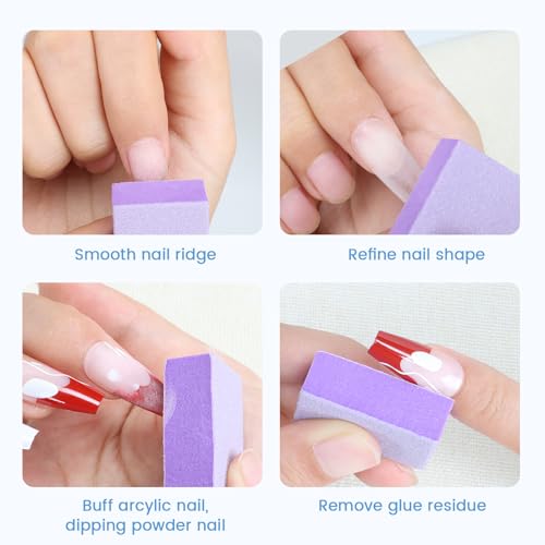 Nail Buffer Block - 100 Pcs Mini Buffers 80/100 Grit 2 Way Purple - color: Purple, size: 100pcs 80/100 Grit