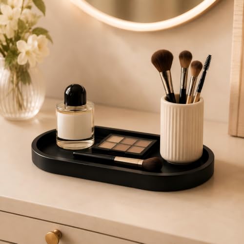 Bathroom Tray,Vanity Tray,Perfume Tray for Makeup,Perfume,Trinket - color: Black, size: 12.5"x5.8"x1.1" (1 Pack)