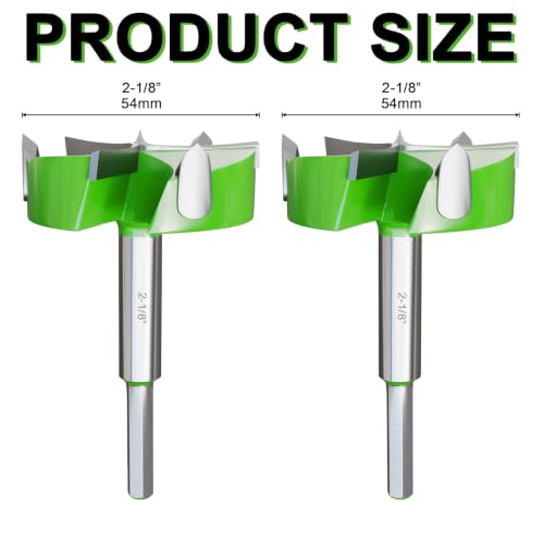 2-Pack Forstner Drill Bit 2-1/8" (54mm), Triple Flute Tungsten Carbide Tipped - size: 2PCS 2-1/8"(54mm)