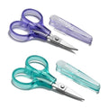 PAFASON Small Travel Sewing Embroidery Scissors Set Curve Straight Tip - color: Green+purple