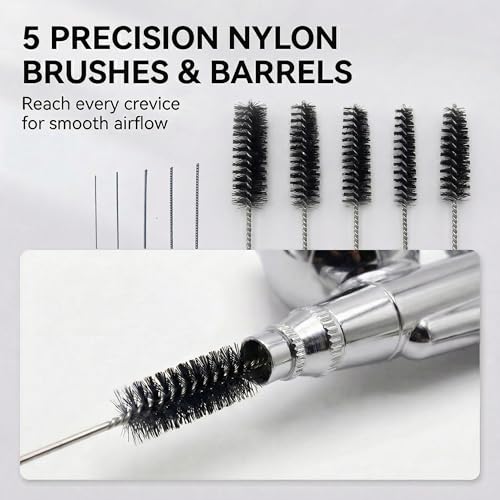 OPHIR Airbrush Cleaning Kit, 12Pcs Set with Glass Pot, Brushes & Needle