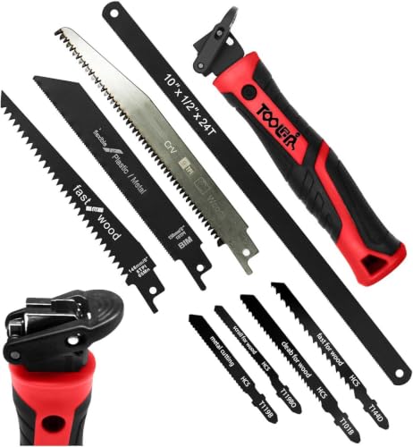8-In-1 Multi Blades Hand Saw, Drywall, Hacksaw, Jab Saw & Wood Cutter Tool - color: 8-in-1 Red