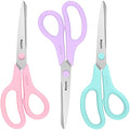 iBayam 8.5" Scissors All Purpose, 2.5mm Sharp Blade, 3 Cute School Office - color: Pastel Pink, Soft Purple, Macaron Blue, size: 3-Pack