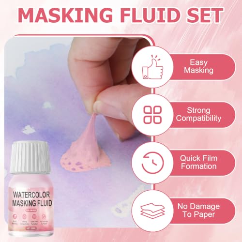 WANJAO 30MLMasking Fluid for Watercolor Painting Fast Drying Easy Peel Use - color: Red