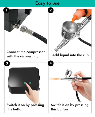 Gocheer Airbrush Kit,48 PSI Dual-Action Airbrush Set(Gloss Black) - color: Gloss Black