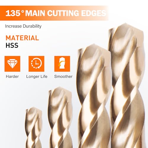 KENDO 115PCS M35 Cobalt Drill Bit Set, 1/16-1/2 Inch for Metal - style: 115 pcs Cobalt