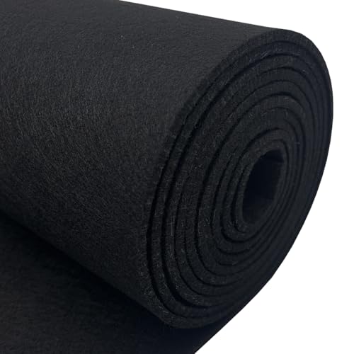 Felt Fabric 11.8 x 98.4 inch Craft Felt Fabric Roll, Felt 3mm Thick Black - color: Black