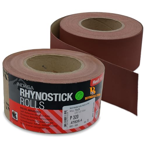 Indasa 2.75" PSA Sandpaper Roll - 27 Yard Rhynostick 500-Grit Long Continuous Roll, Self-Adhesive Stickyback Sand Paper for Woodworking, Automotive, Metal (Aluminum Oxide Plus Lubricant) - size: 500-Grit Aluminum Oxide Plus Lubricant