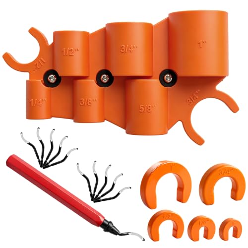17 PCS Pipe Deburring Tool Set, Depth Gauge and Removal Tools for Sharkbite, Deburring Tool with 10 High Speed Steel Blades, Plumbing Tools Kit for PVC PEX Copper Aluminum Pipes - color: 17 PCS