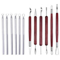 12 PCS Clay Carving Tools, Double-Sided Clay Sculpting Tools Wooden Handle Clays Wire Loop Sculpture Set Clays Pottery Sculpting Tool Set for Ceramic, Carving Modeling - color: Silver + Red