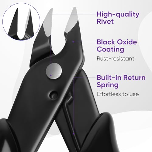 5 Inch Micro Wire Cutters, 5 Pack Precision Flush Cutters, Zip Tie Cutter - color: Black (5 Pack)